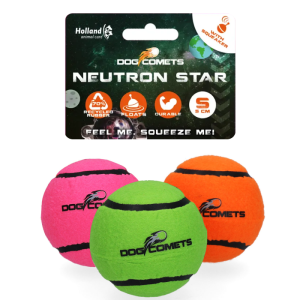 Dog Comets Neutron Star Tennisbold Legetøj til Hund S Ø5cm, Pink/ Orange/Grøn