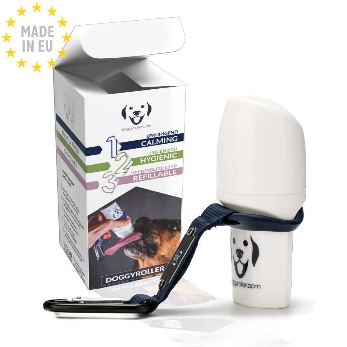 Doggyroller Genopfyldelig Fodertube m. Karabin Til væske til Hund 50ml, Hvid/Navy