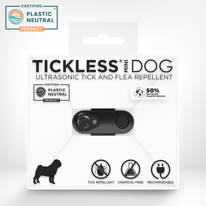 TICKLESS Mini Mod Flåter - Fri for Kemi - Genopladelig - Ultralyd Til Hund & Kat - Til halsbånd, Sort - Billede 2