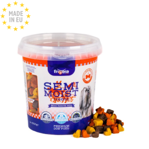 Frigera Semi-Moist, Bløde Godbidder til Hund, Mini Hjerte Mix 500g, Fra EU