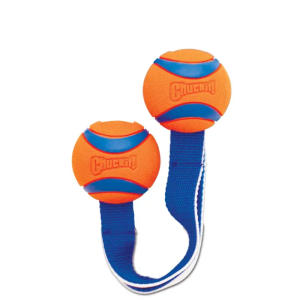 Chuckit Slidstærk Hundebold Med Håndtag & 2 Bolde Duo Tug M Ø 6cm