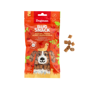 Dogman Bug Snack Rosehip Kornfri Godbid til Hund, M. Insekt & Hyben 80g