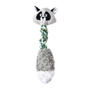 Dogman Knot Vaskebjørn Hundelegetøj Bamse med reb Ca 42 cm