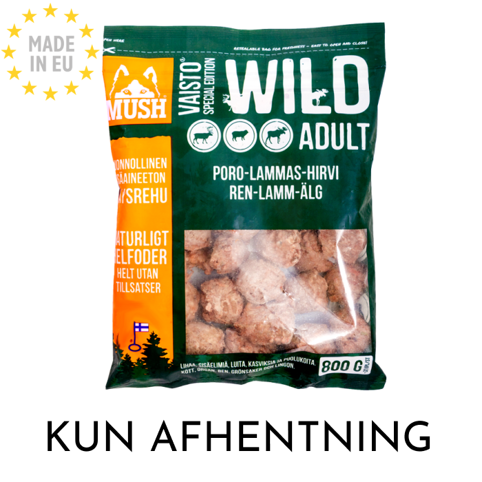 MUSH Vaisto WILD Barf Naturlig Hundefoder (Ren Lam Elg) 800g