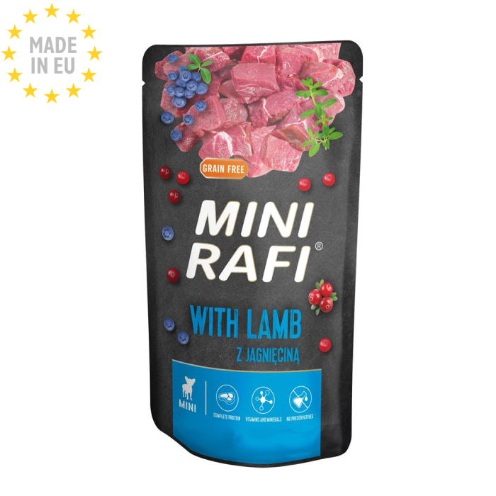 RAFI m/Lam Blåbær & Tranebær Vådfoder til Hund, 150g, Fra EU