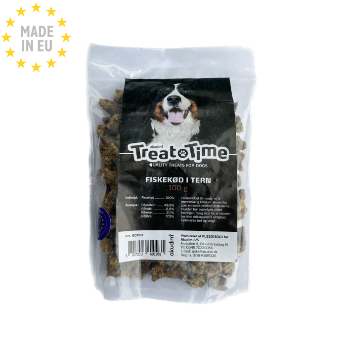 Treattime Allergivenlige Træningsgodbidder til hund 100% Naturlig Fiskekød 100g, EU