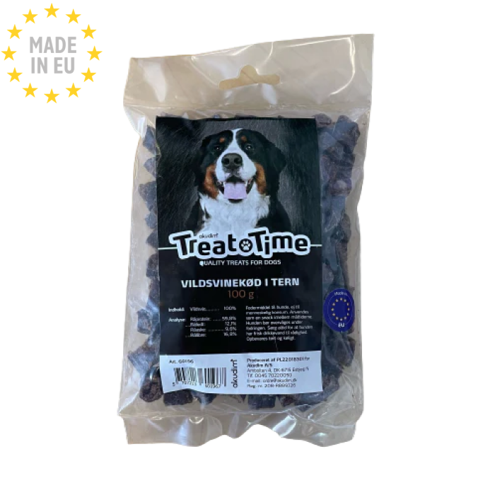 Treattime Allergivenlige Træningsgodbidder til hund 100% Naturlig Vildsvin, 100g, EU