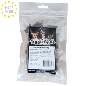 Treattime Kanin hjerte Mono Protein 100 % Naturlig Snack til Hund, 100g