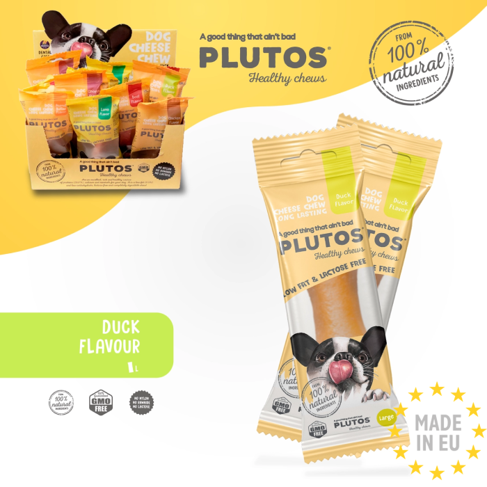 Plutos Healthy chews 100 % Naturlig Tandrendende Oste tyggeben m. Ande smag Large