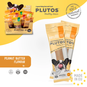 Plutos Healthy chews 100 % Naturlig Tandrendende Oste tyggeben m. Peanut butter smag Medium
