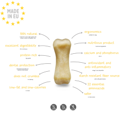 Plutos Healthy chews 100 % Naturlig Tandrendende Oste tyggeben m. Peanut butter smag Medium