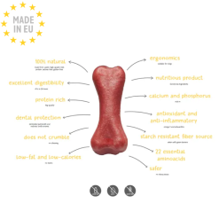 Plutos Healthy chews 100 % Naturlig Tandrendende Oste tyggeben m. Skinke smag Large