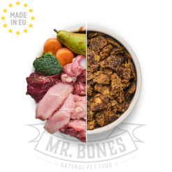Mr. Bones Dry Barf Naturlig Hundefoder med 90 % Free Range Kalkun, 10% Grønsager, 450g EU