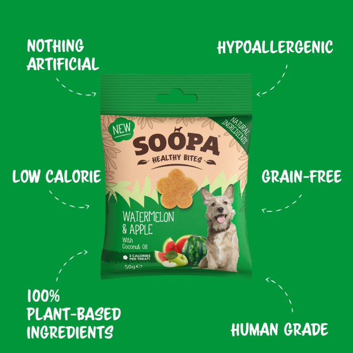 Soopa Healty Bites, Kornfri Vandmelon & Æble Vegansk 50g, EU