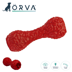 Orva Tuff Stuff Dumbbel Mental Aktiverings legetøj til godbidder, Hund, 20 cm Rød