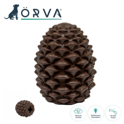 Orva Tuff Stuff Pine Cone Aktiverings legetøj til godbidder, Hund, Ø12 cm Brunt