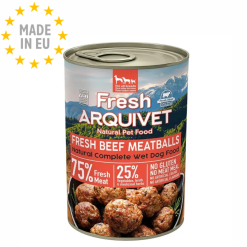 Arquivet Friske Oksekødboller Vådfoder til Hund, Okse & Kylling 400g, EU
