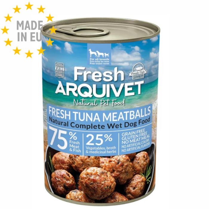 Arquivet Friske Tun kødboller Vådfoder til Hund, Tun & Kylling 400g, EU