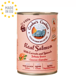 Real Salmon - Naturlig Monoprotein Vådfoder til Hund, Laks & Spinat, 400g, Cooka's Cookies, EU