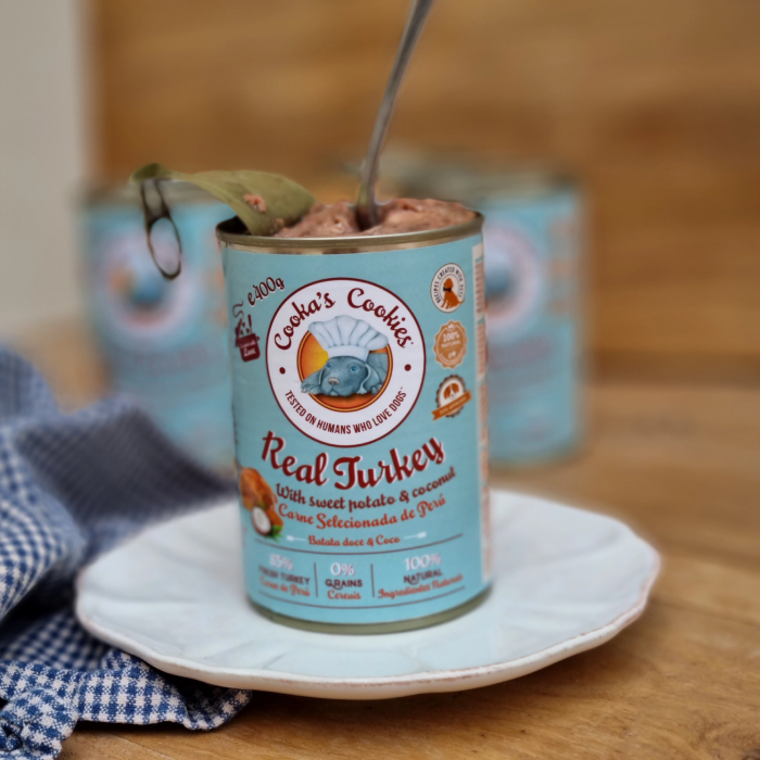Real Turkey - Naturlig Monoprotein Vådfoder til Hund, Kalkun 400g, Cooka's Cookies, EU - Billede 2