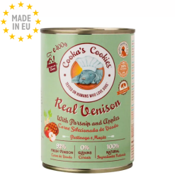 Real Venison- Naturlig Monoprotein Vådfoder til Hund, Vildsvin 400g, Cooka's Cookies, EU