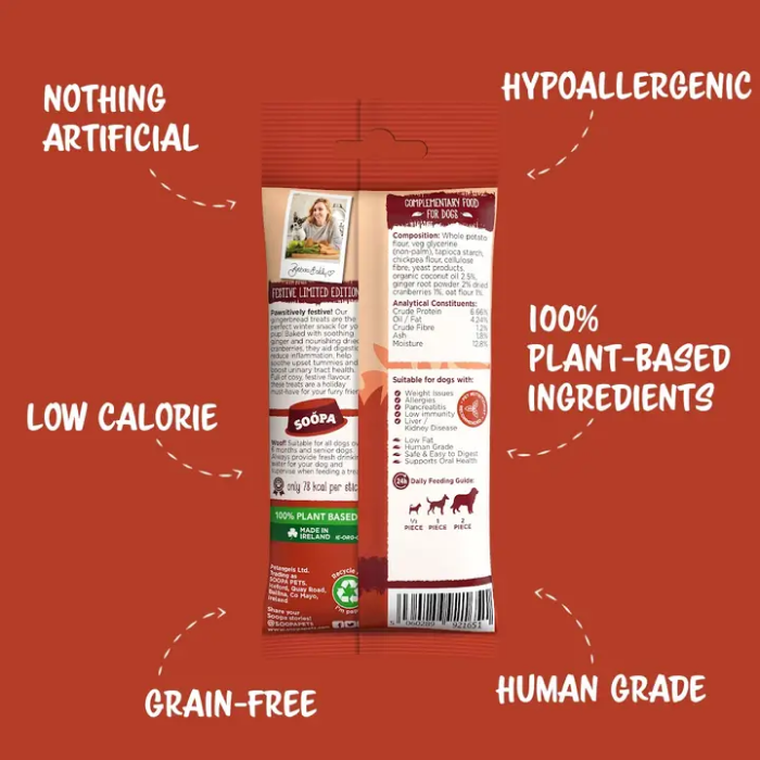 Soopa Dental Sticks Gingerbread Biscuits Vegansk, 100g (4x25g), EU - Billede 2