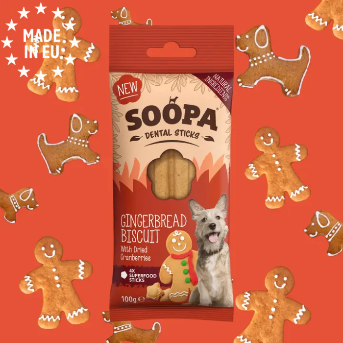 Soopa Dental Sticks Gingerbread Biscuits Vegansk, 100g (4x25g), EU