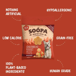 Soopa Healty Bites, Kornfri Gingerbread Biscuits Godbid Vegansk 50g, EU