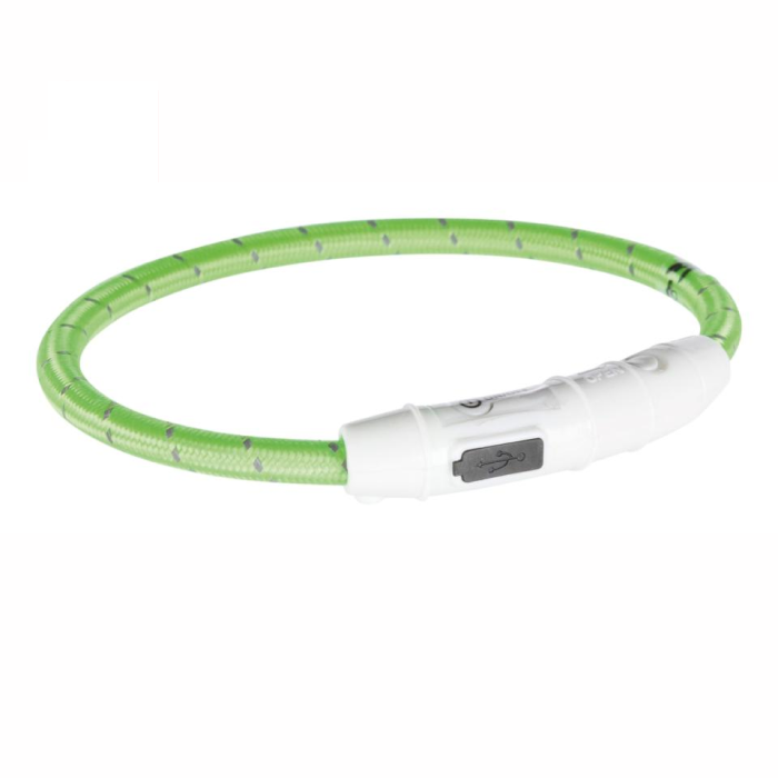 Trixie USB Flash lysring hundehalsbånd LED, Genopladelig, Grøn, Orange, Pink - S-XL