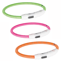 Trixie USB Flash lysring hundehalsbånd LED, Genopladelig, Grøn, Orange, Pink - S-XL