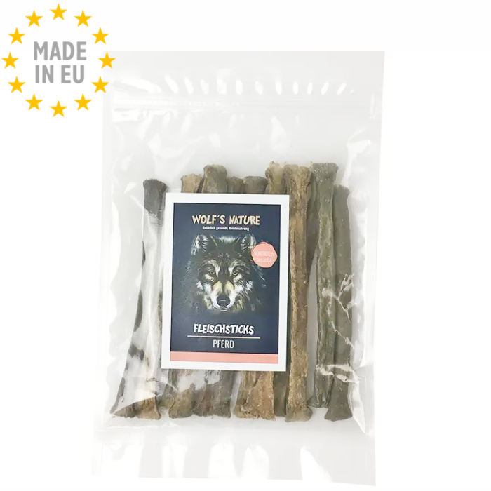 Wolf's Nature hestekødspinde - Allergivenlig Naturlig Snack til Hund Hest 100g, EU