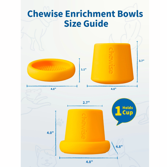 Chewise 2-i-1 Måltidsbowl & Slikkemåtte til Hund - Gul - Billede 2