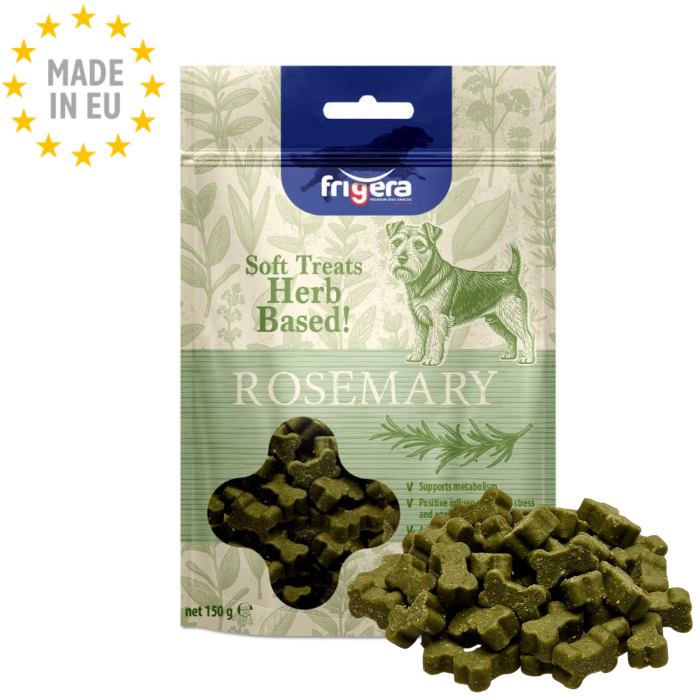 Frigera Semi-Moist Urtebaseret Rosmarin Godbid til hund 150g, EU