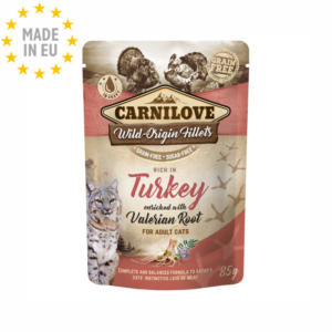 Carnilove Cat Pouch Kornfri vådfoder m. Kalkun & Baldrianrod 85g, EU