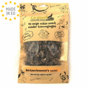 Carniwell Air Dried Hjort 100 % Naturlig Blød Godbid til Hund, Hjort, 150g EU