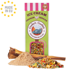Cooka's Cookies Ice-Cream Mix Kylling & Jordbær, Hund & kat 100 % Naturligt, 100g , EU