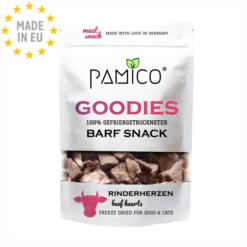 Pamico Frysetørret Okse Hjerter Dry Barf Snack For Hunde & Katte, 50g, EU