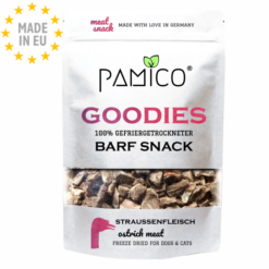 Pamico Frysetørret Strudse Kød Dry Barf Snack For Hunde & Katte, 50g, EU
