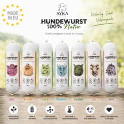 Ayka Sausage Skærefast pølse Mono Protein Hund 400g, EU