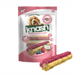 Knash Woofa Loofa Blåbær/Rødbede Dental Stick til hund, 7stk/196g