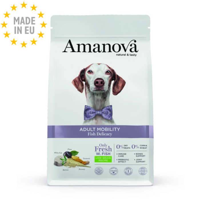 Amanova Delikat Laks Mobility - Kornfrit voksen hundefoder, EU