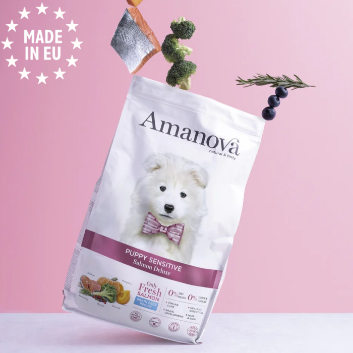 Amanova Luksus Laks Sensitive - Kornfrit hvalpe hundefoder, EU 7kg