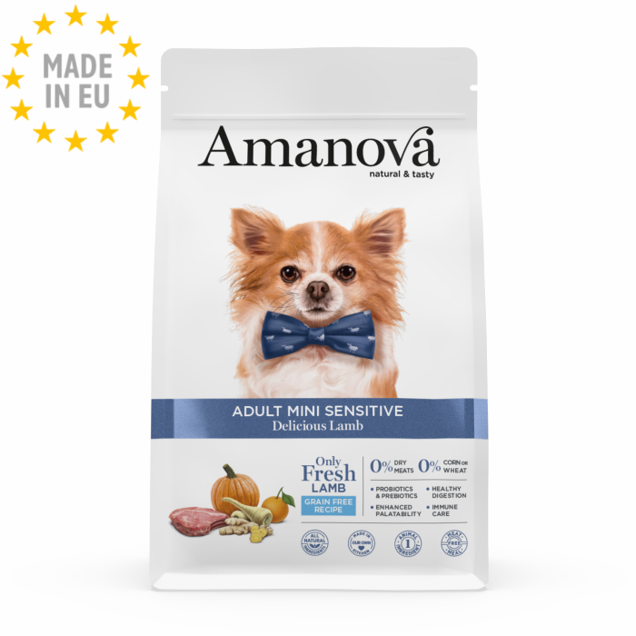 Amanova Mini Delicious Lam Sensitive- Kornfrit voksen hundefoder, EU