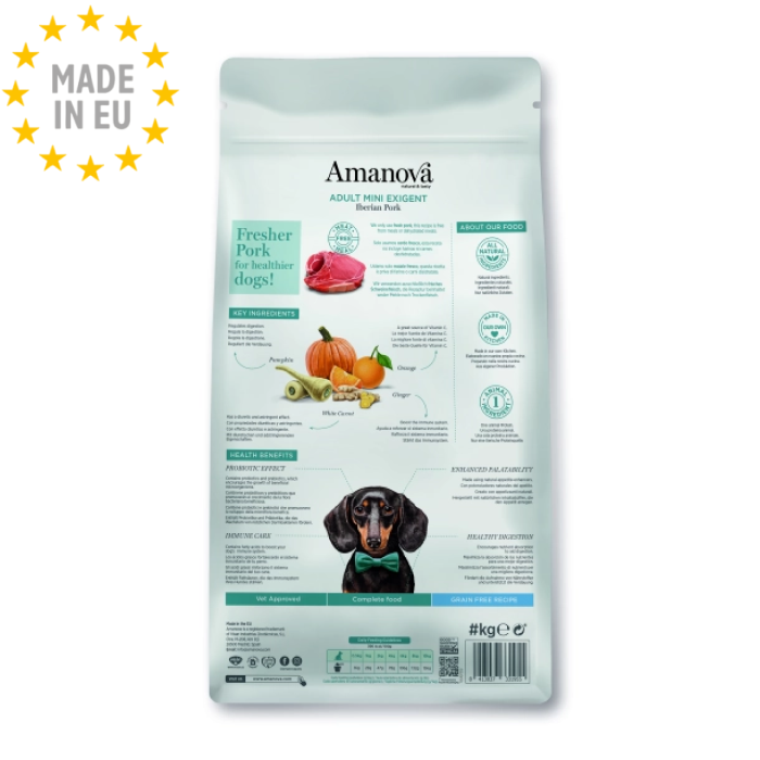 Amanova Mini Iberico Gris Exigent- Kornfrit voksen hundefoder, EU - Billede 3
