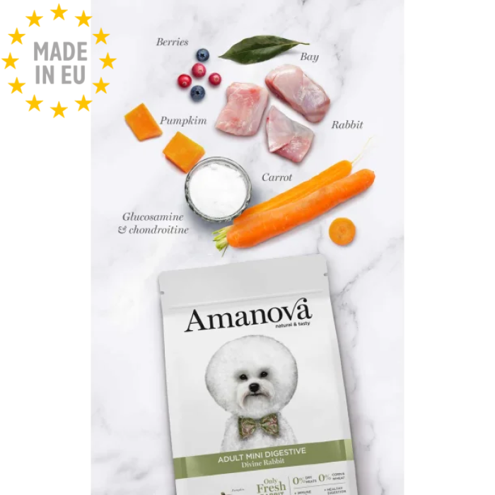 Amanova Mini Kanin Digestive - Kornfrit voksen hundefoder, EU - Billede 2