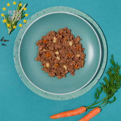 Amanova Saftig Okse Kornfrit vådfoder til voksne hunde 300g, EU