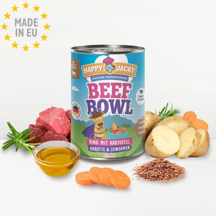 HAPPY JACKY Monoprotein Vådfoder GF til hund Okse 410g, EU - Billede 2