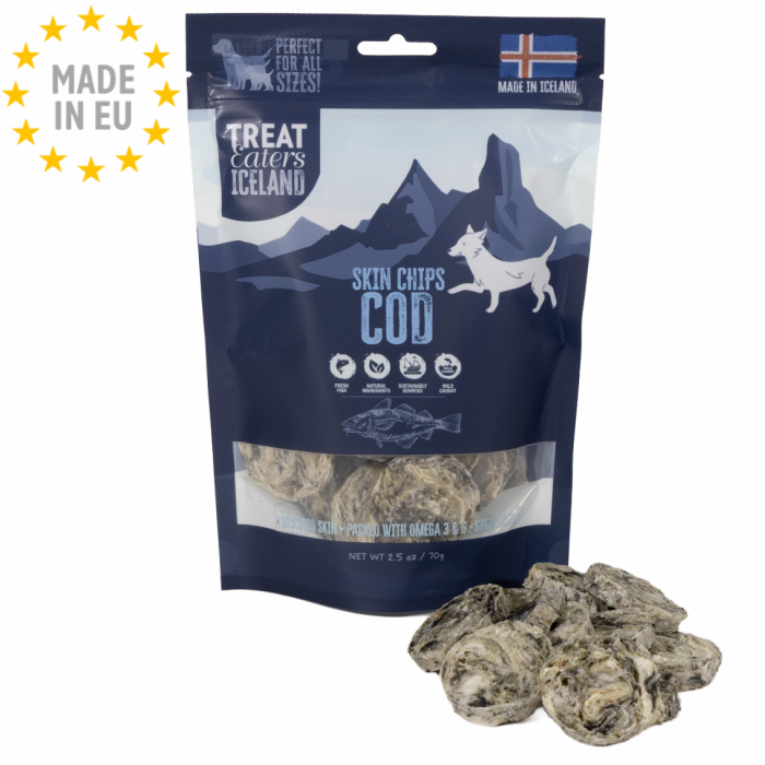 Treateaters Iceland Cod Skin Chips Torsk til Hund 70g EU