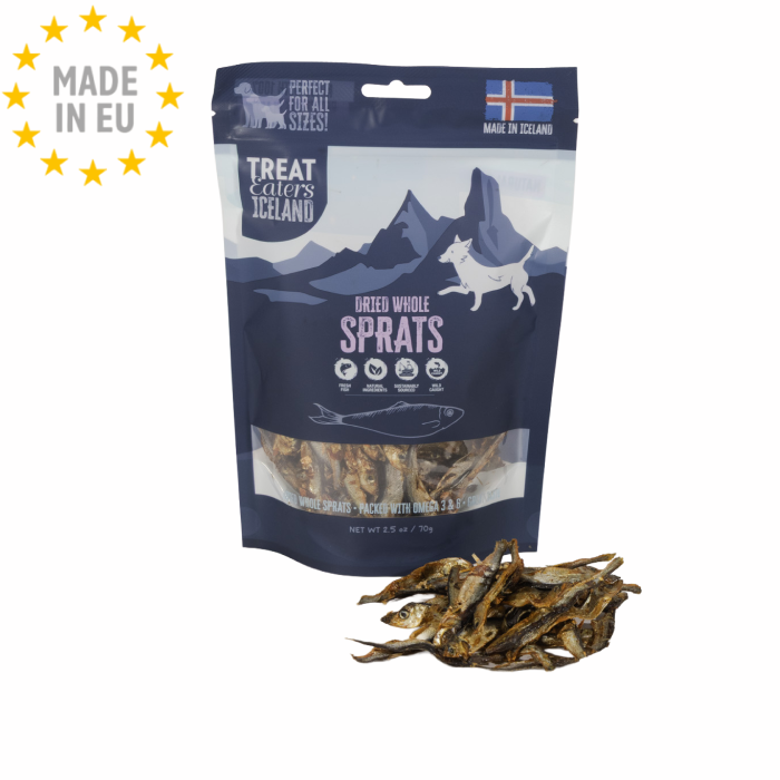 Treateaters Iceland Dried Whole Spratz Brisling til Hund 70g EU