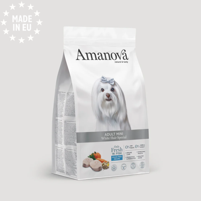 Amanova Mini White Hair Special- Kornfrit små hunde med hvid pels EU - Billede 2